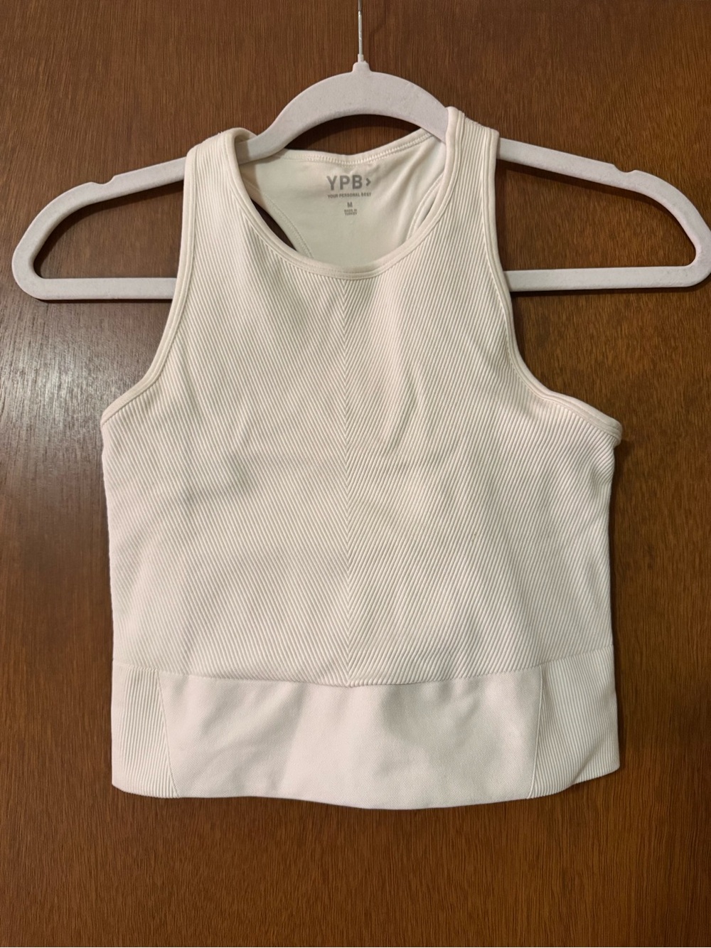 YPB Cream Ribbed Racerback Crop Tank